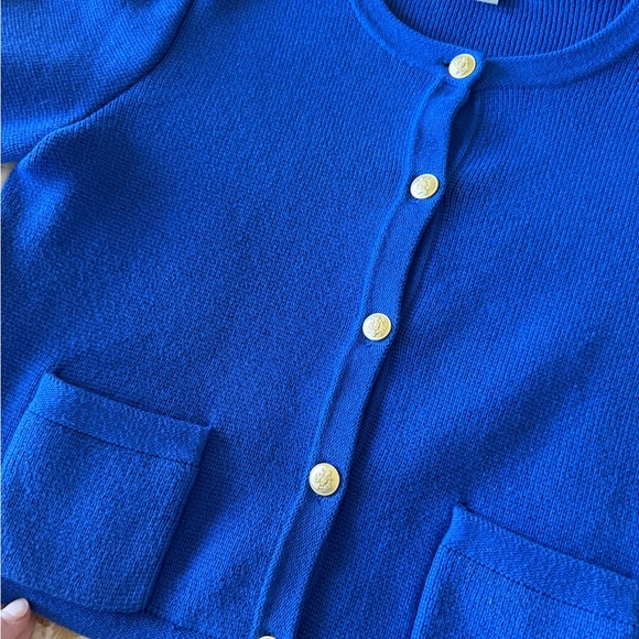 J Crew Ladies Jacket Sweater Sz Med Blue EUC - Picture 4 of 5